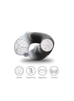 REGAL IN HOUSE Velvet Neck and Travel Pillow Velvet Dark Gray 30x25x10centimeter  - Image 2