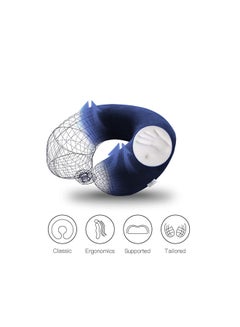 AMERICAN POLO Velvet Neck and Travel Pillow Velvet Dark Blue 30x25x10cm  - Image 2