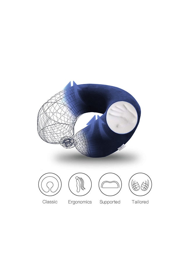 AMERICAN POLO Velvet Neck and Travel Pillow Velvet Dark Blue 30x25x10cm - Image 2