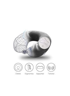 AMERICAN POLO Velvet Neck and Travel Pillow Velvet Light Gray 30x25x10cm  - Image 2