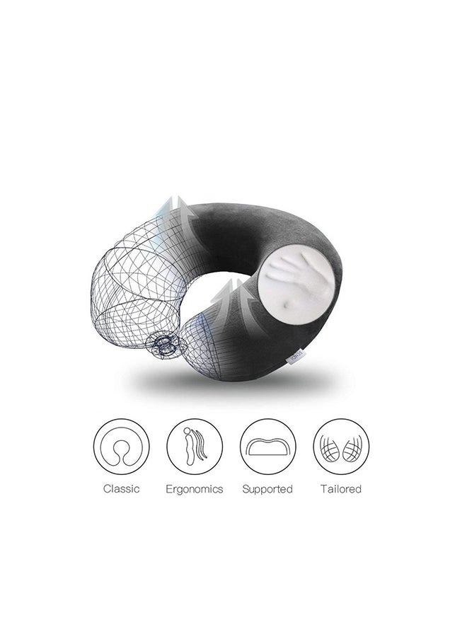 AMERICAN POLO Velvet Neck and Travel Pillow Velvet Dark Gray 30x25x10cm - Image 2