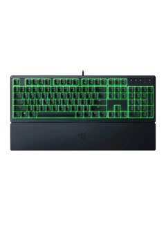Ornata V3 X Low Profile Mecha-Membrane Wired Keyboard, UV Coated Keycaps, Single Zone RGB Lighting, 1000 Hz Ultrapolling, Wrist Rest, Silent Switch, US English Layout, Black | RZ03-04470100-R3M1