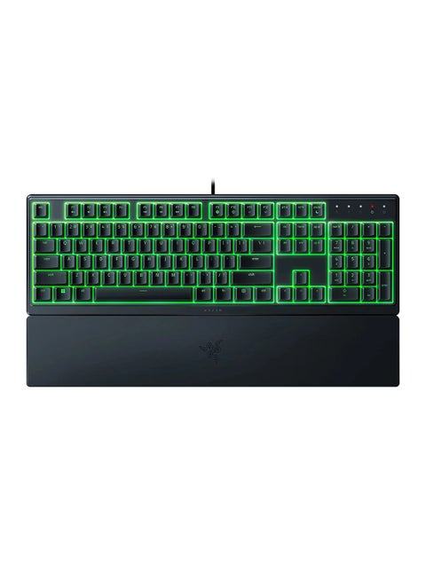 Ornata V3 X Low Profile Mecha-Membrane Wired Keyboard, UV Coated Keycaps, Single Zone RGB Lighting, 1000 Hz Ultrapolling, Wrist Rest, Silent Switch, US English Layout, Black | RZ03-04470100-R3M1
