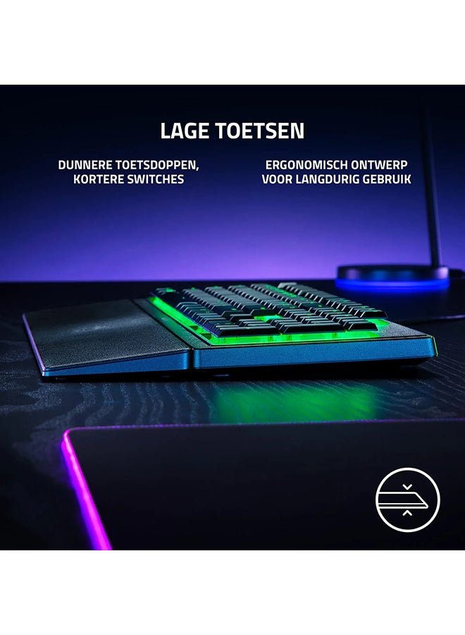 RAZER - Ornata V3 X Low Profile Mecha-Membrane Wired Keyboard, UV Coated Keycaps, Single Zone RGB Lighting, 1000 Hz Ultrapolling, Wrist Rest, Silent Switch, US English Layout, Black | RZ03-04470100-R3M1 - Image 1
