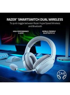 RAZER Barracuda X Wireless Multi-platform Gaming & Mobile Headset 2022, USB-C/Wireless (2.4GHz), BT 5.2 Connect, 50H Battery, TriForce 40mm Drivers, 20 Hz-20 kHz Freq, Mercury | RZ04-04430200-R3M1  - Image 2