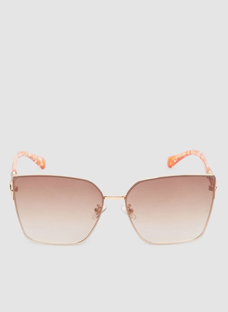 Women's Sunglass With Durable Frame Lens Color Brown Frame Color Gold - Image 1