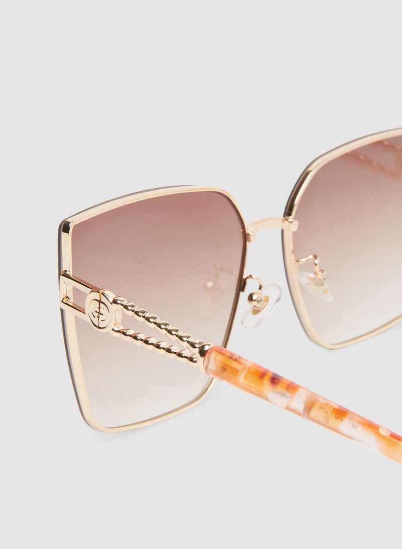 Women's Sunglass With Durable Frame Lens Color Brown Frame Color Gold - Image 2
