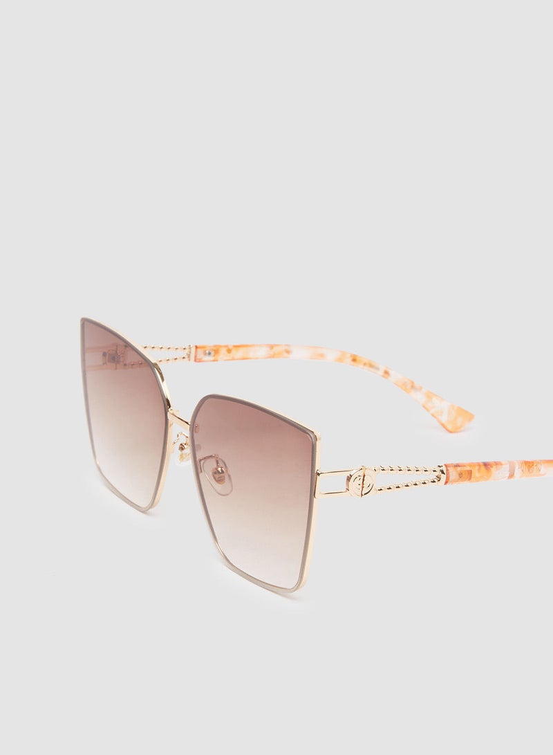 Women's Sunglass With Durable Frame Lens Color Brown Frame Color Gold - Image 3
