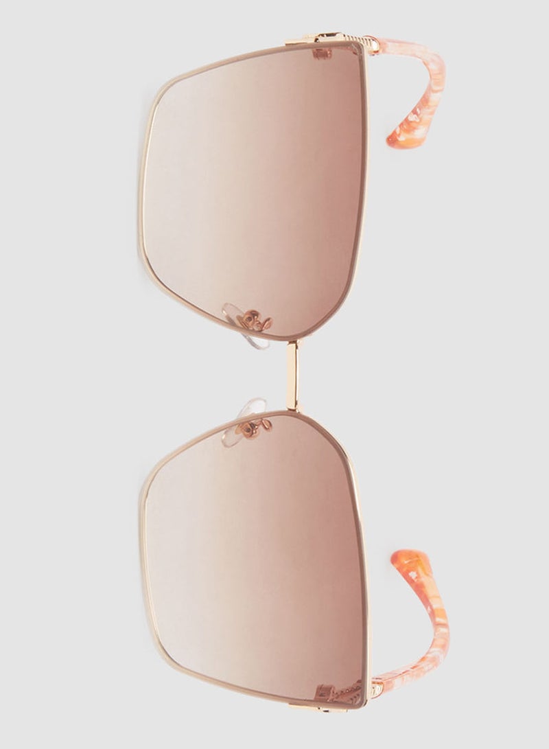 Women's Sunglass With Durable Frame Lens Color Brown Frame Color Gold - Image 5