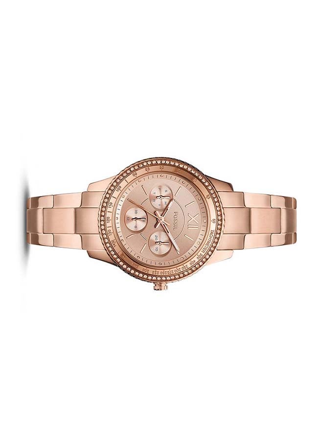 FOSSIL - Women's Stella Sport Multifunction Round Shape Stainless Steel Analog Wrist Watch ES5106 - 37 mm - Rose Gold - Image 1