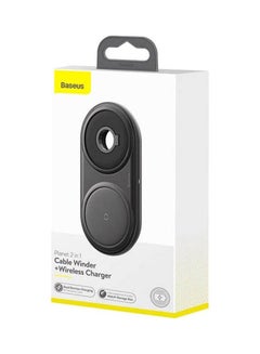 Planet 2In1 Cable Winder+Wireless Charger Eu Wireless Charging Quick Charger 12V-2A Eu +Usb For Type-C 3A 1M Black