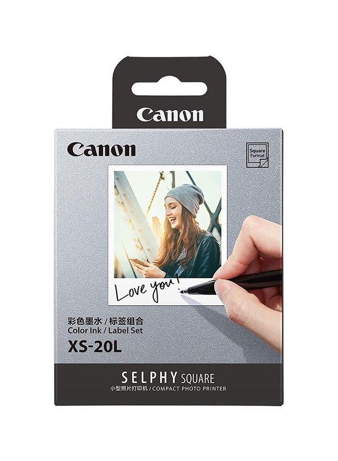 كانون مجموعة حبر/ورق XS-20L بحبر كانون الأصلي وورق لاصق مقاوم للماء بطباعة انسيابية وغنية وحيوية من 20 قطعة متعدد الألوان - Image 1