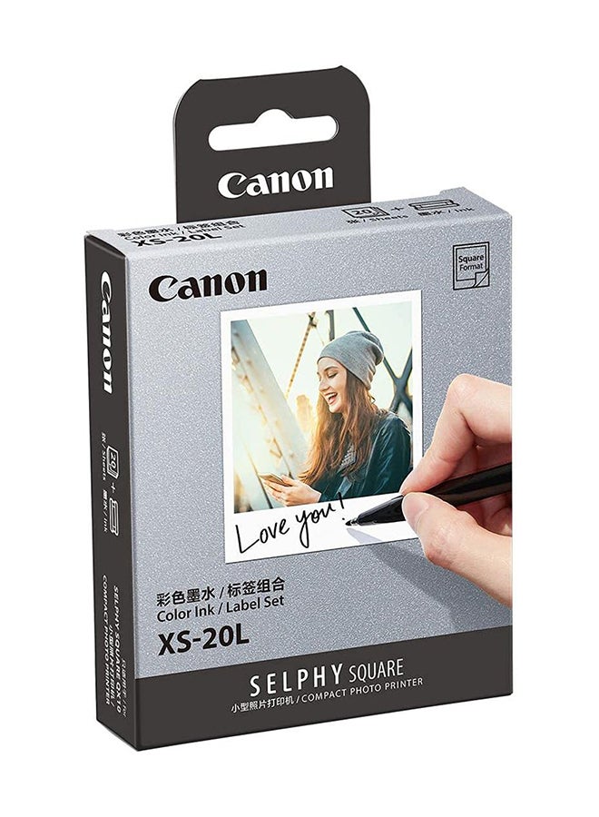 كانون مجموعة حبر/ورق XS-20L بحبر كانون الأصلي وورق لاصق مقاوم للماء بطباعة انسيابية وغنية وحيوية من 20 قطعة متعدد الألوان - Image 2