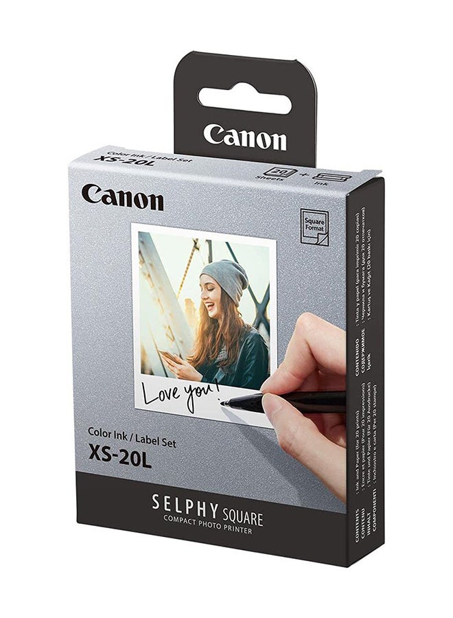 كانون مجموعة حبر/ورق XS-20L بحبر كانون الأصلي وورق لاصق مقاوم للماء بطباعة انسيابية وغنية وحيوية من 20 قطعة متعدد الألوان - Image 3