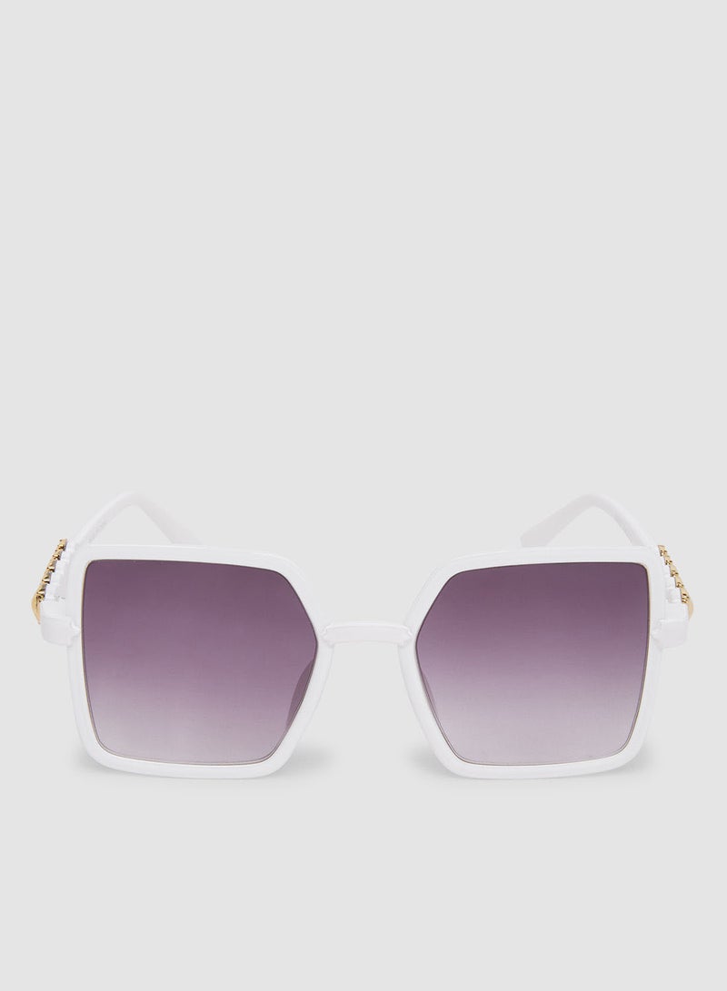 Women's Sunglass With Durable Frame Lens Color Grey Frame Color White - Image 1