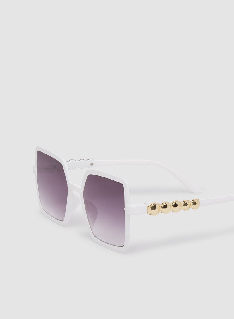 Women's Sunglass With Durable Frame Lens Color Grey Frame Color White - Image 3