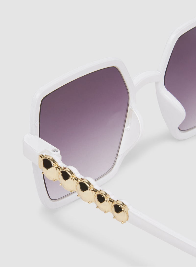 Women's Sunglass With Durable Frame Lens Color Grey Frame Color White - Image 2