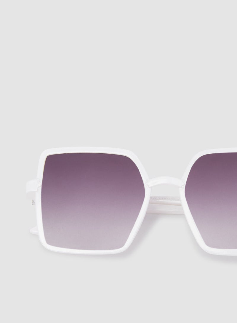 Women's Sunglass With Durable Frame Lens Color Grey Frame Color White - Image 4