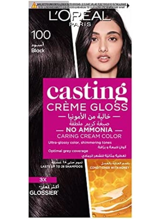 L'OREAL PARIS Casting Creme Gloss Hair Colour 100 Black 180ml  - Image 1