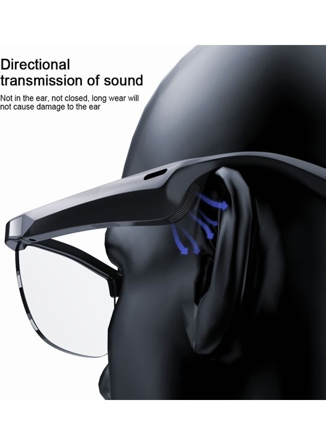 Smart Music Glasses Portable Battery Powered Voice Control Ear Caring 2 Channel Earphone Headset Sunglasses Black