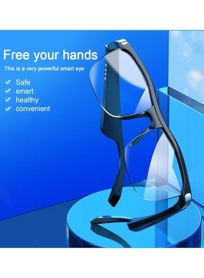 Smart Music Glasses Portable Battery Powered Voice Control Ear Caring 2 Channel Earphone Headset Sunglasses Black