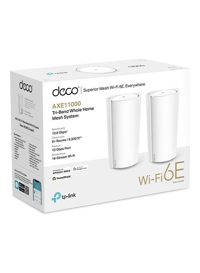 TP-LINK - AXE11000 Tri Band 6E Wi-Fi Mesh Network System, 10Gbps Ethernet Port, Compatible With Alexa White - Image 1