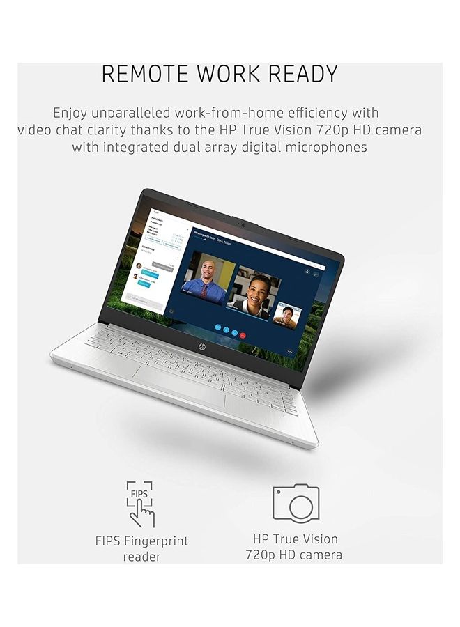 HP - 14-dq2032wm (Upgraded Version) Laptop With 14-Inch Display, Core i3-1115G4 Processor/4GB RAM/128GB SSD/Intel UHD Graphics 620/Windows 10 Home English Silver - Image 1
