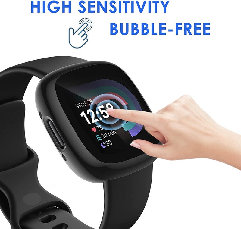 MARGOUN Fitbit Versa 4 Case / Fitbit Sense 2 Case Soft TPU Bumper Screen Protector Shockproof Full Coverage All-Around Protective Cover Black - Image 3