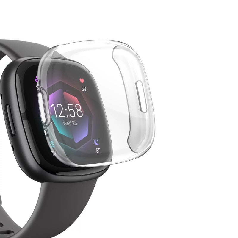 MARGOUN 2Pack for Fitbit Versa 4 Case / Fitbit Sense 2 Case Soft TPU Bumper Screen Protector Shockproof Full Coverage All-Around Protective Cover Clear/Black - Image 4