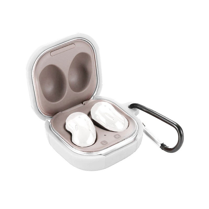 مارجون غطاء حماية واقٍ من السيليكون مضاد للصدمات ورفيع للغاية لسماعات سامسونج جالاكسي بادز لايف/ جالاكسي بادز برو/ جالاكسي بادز 2 مع سلسلة مفاتيح بتصميم طوق معدني لون رمادي - Image 1