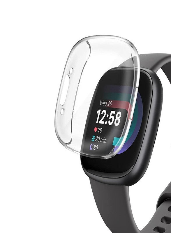 MARGOUN Fitbit Versa 4 Case / Fitbit Sense 2 Case Clear Soft TPU Bumper Screen Protector Shockproof Full Coverage All-Around Protective Cover Clear - Image 1