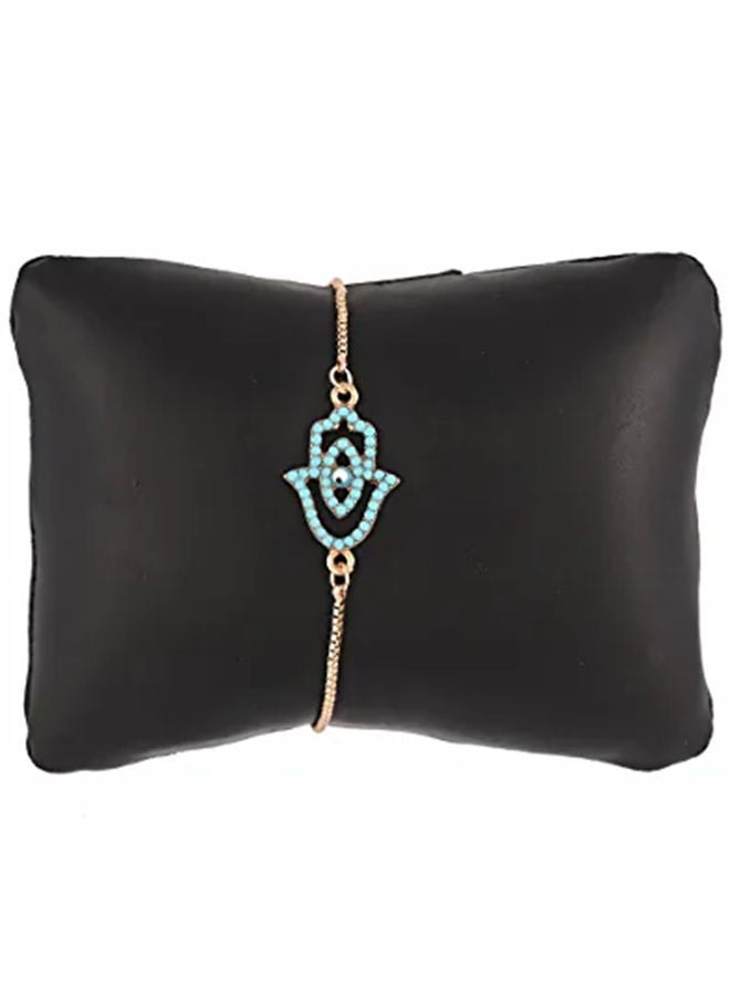 Pipa Bella - Beaded Hamza Turquoise color Evil Eye Bolo Bracelet - Image 1