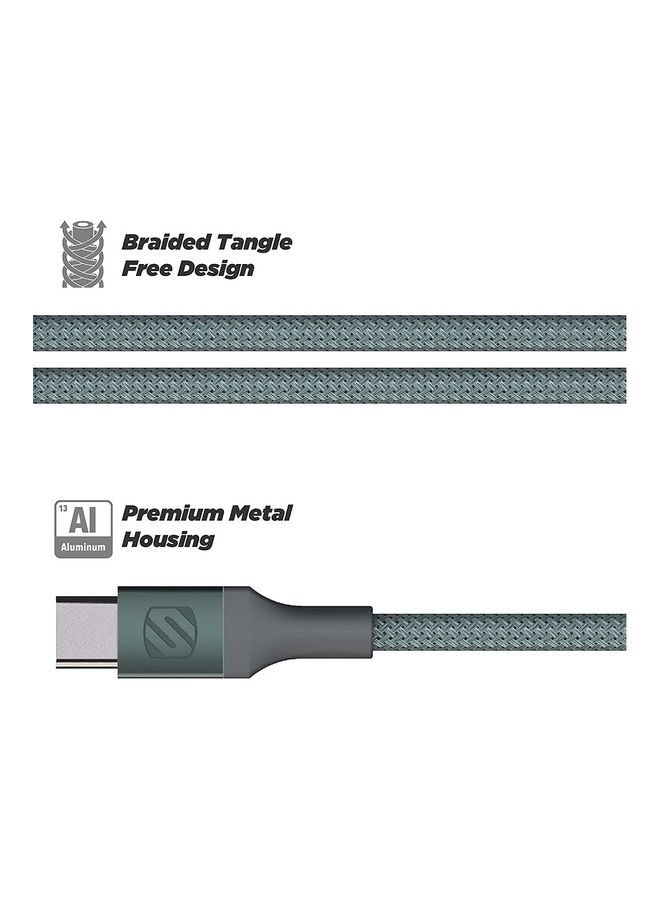 Scosche 8ft Strikeline MFi Certified Premium Charge & Sync Braided Cable Grey - Image 2