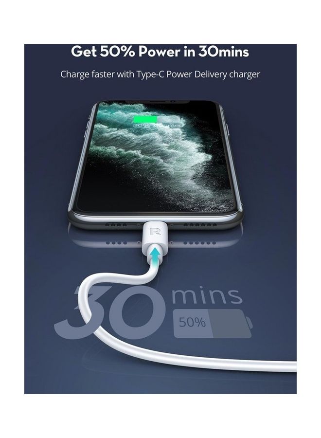 RAVPOWER Type-C To iPhone Charging Cable White - Image 5