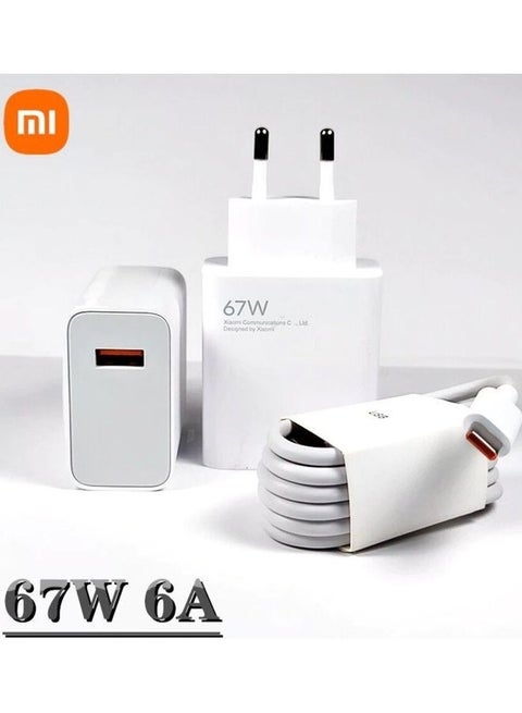 67W VOOC Charge Adapter 6A With Type C Cable White