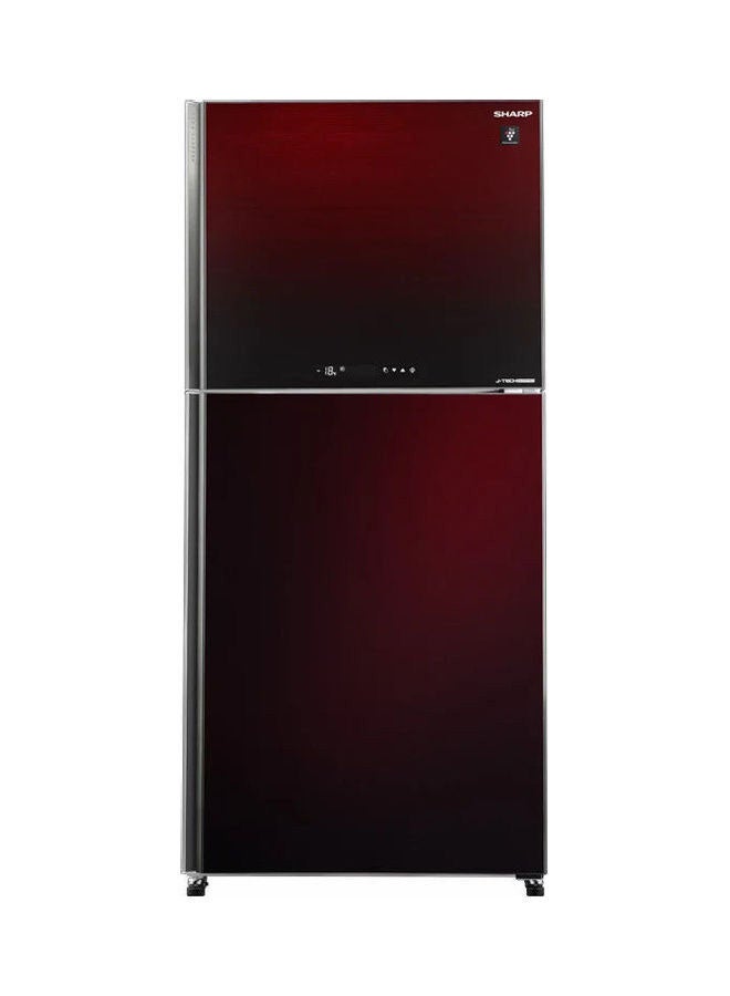 شارب ثلاجة بعاكس رقمي خالية من التجمد - ببابين زجج 2190 W SJ-GV63G-RD أحمر - Image 1