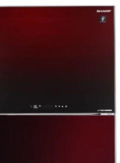 شارب ثلاجة بعاكس رقمي خالية من التجمد - ببابين زجج 2190 W SJ-GV63G-RD أحمر  - Image 2