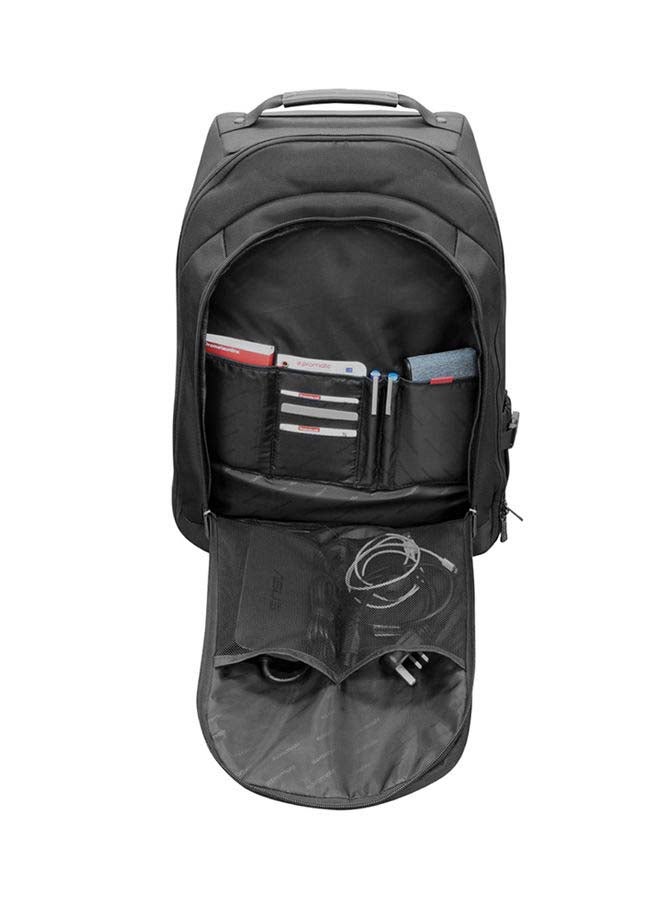 PROMATE - Trolley Laptop Bag, 2-In-1 Portable Rolling Laptop Backpack with Adjustable Straps, Secure Storage Compartment and Water-Resistant for Travel, Luggage, Laptop Up To 15.6 Inch, Rover-TR Black Black - Image 1
