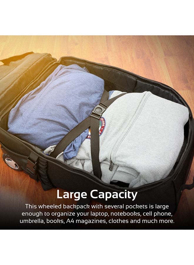 PROMATE - Trolley Laptop Bag, 2-In-1 Portable Rolling Laptop Backpack with Adjustable Straps, Secure Storage Compartment and Water-Resistant for Travel, Luggage, Laptop Up To 15.6 Inch, Rover-TR Black Black - Image 1