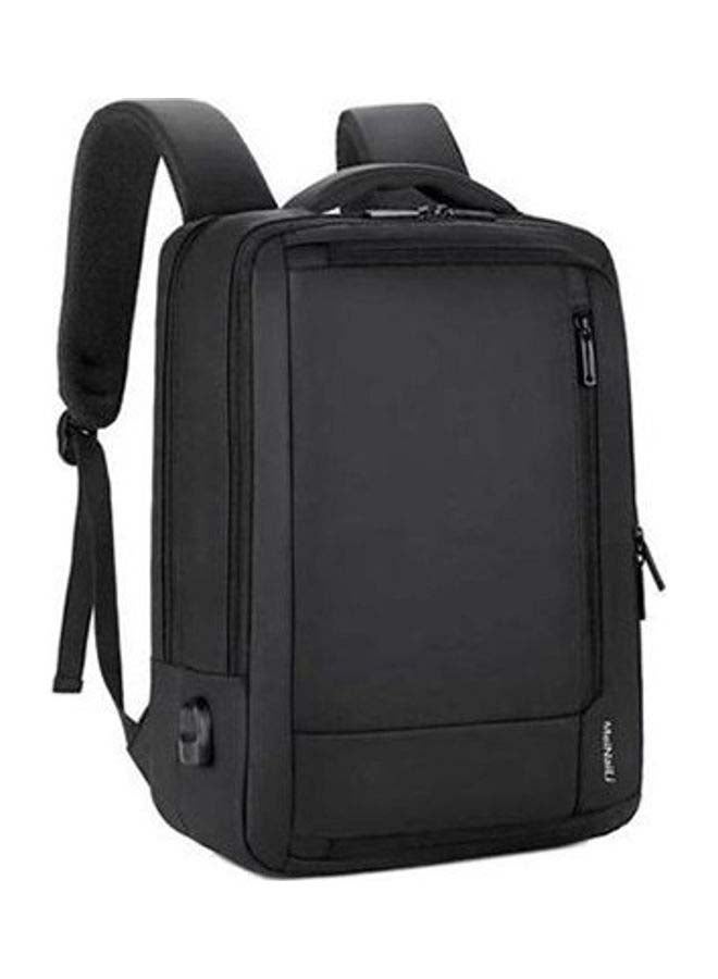 15.6-inch Nylon Business Travel Backpack Laptop Bag With USB Port - Black Black - v1672997363/N44605454A_1