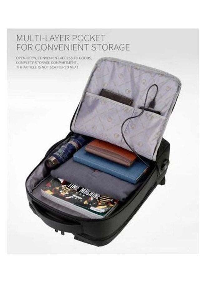 MEINAILI 15.6-inch Nylon Business Travel Backpack Laptop Bag With USB Port - Black Black  - Image 5