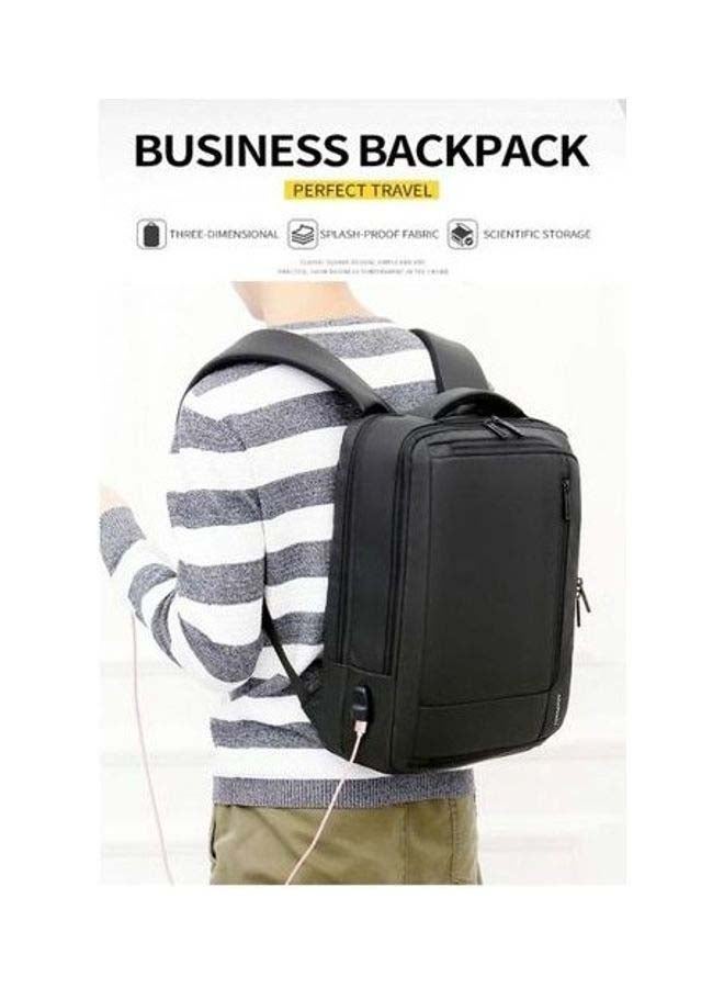 15.6-inch Nylon Business Travel Backpack Laptop Bag With USB Port - Black Black - v1672997365/N44605454A_7