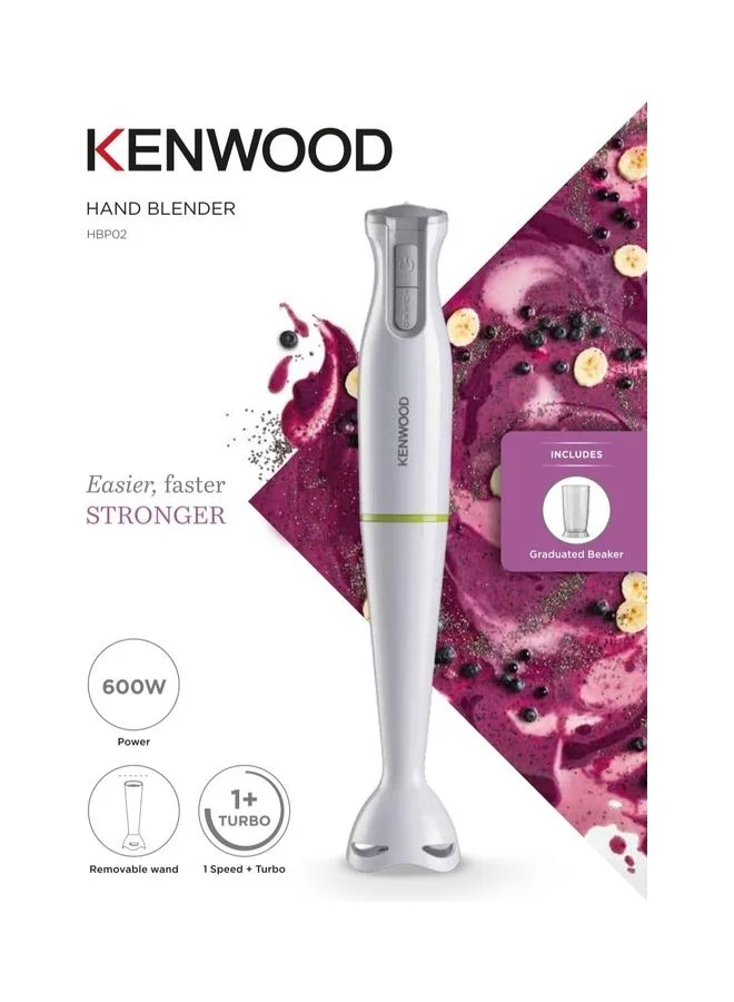 KENWOOD Hand Blender, Removable Wand, One Speed Plus Turbo Function, Graduated Beaker,