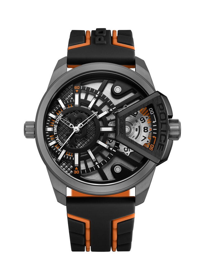 بوليس ساعة مسطرة بحزام سيليكون أسود مقاومة للماء 46 ملم - Image 1