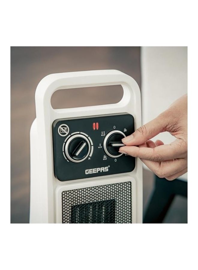 GEEPAS Fan Heater Ceramic Heating Element overheat Protection safety tip over Switch  adjustable Thermostat Indicator Light 1500.0 W GRH28530 white  - Image 4