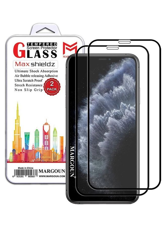 MARGOUN 2-Pack for iPhone 11 Pro Screen Protector Ceramic Film Anti Scratch Shatterproof Glass 12D Edge to Edge Full Coverage Clear/Black - Image 1