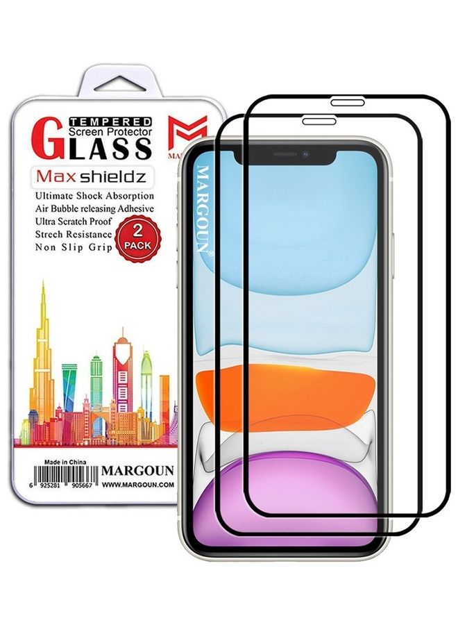 MARGOUN 2-Pack for iPhone 11 Screen Protector Ceramic Film Anti Scratch Shatterproof Glass 12D Edge to Edge Full Coverage Clear/Black - Image 1