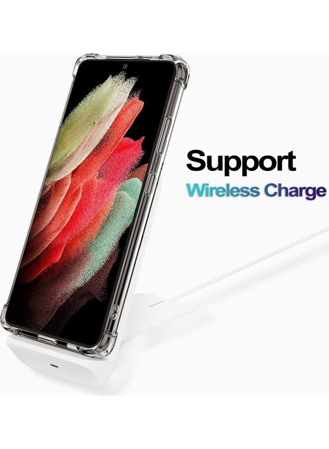 MARGOUN Samsung Galaxy S21 Ultra Case Clear Soft TPU PC Shock Absorption Airbag Bumper Corner Anti-Fall Flexible Transparent Back Cover 6.8 inch Clear - Image 4