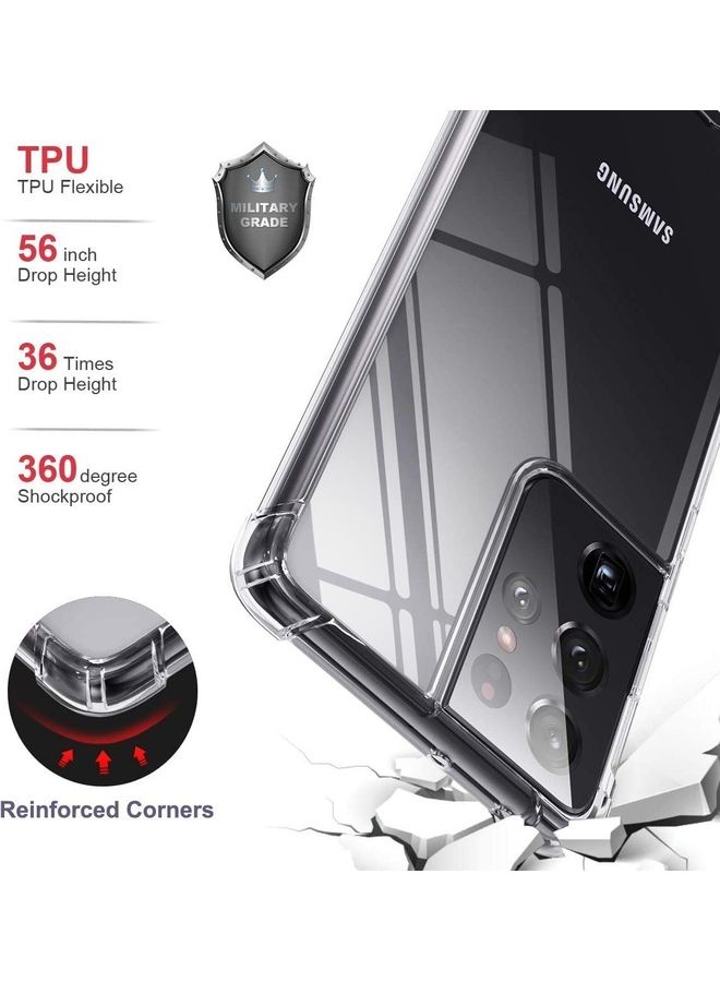 MARGOUN Samsung Galaxy S21 Ultra Case Clear Soft TPU PC Shock Absorption Airbag Bumper Corner Anti-Fall Flexible Transparent Back Cover 6.8 inch Clear - Image 5