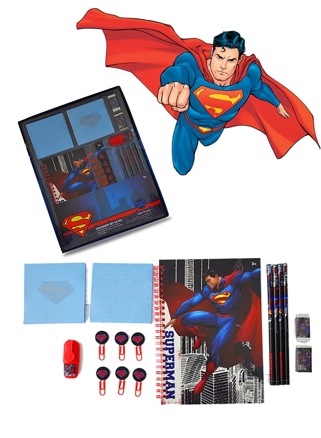 16-Piece Superman Stationery Set Multicolour